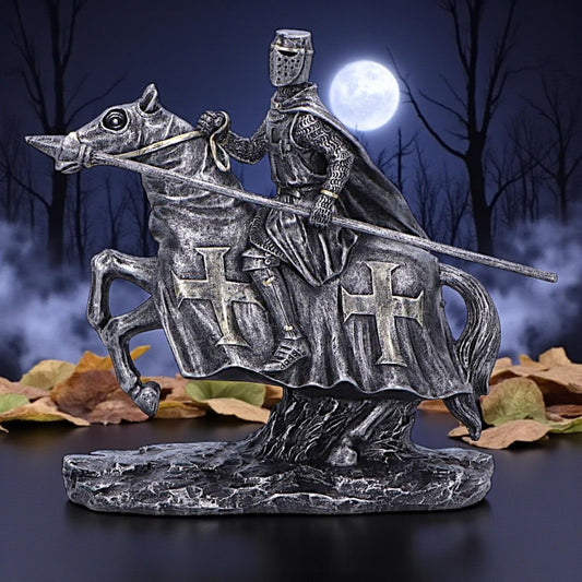Crusader Templar Warrior Statue Horseback Knight Figurine Medieval Ornament