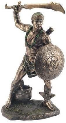 Oggun African Warrior Deity Statue – Bronze Finish Resin Sculpture