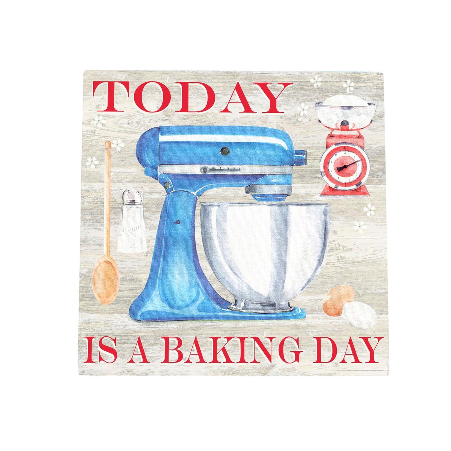 Today is a Baking Day Ceramic Art Tile by K.T. Bentley – 20x20 cm Ready to Hang Kitchen Décor