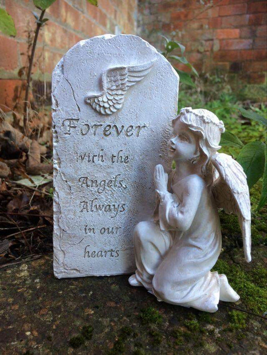 Memorial Graveside Peaceful Angel Plaque Sculpture Grave Garden Ornament Forever with the Angels-Osiris Craftworks