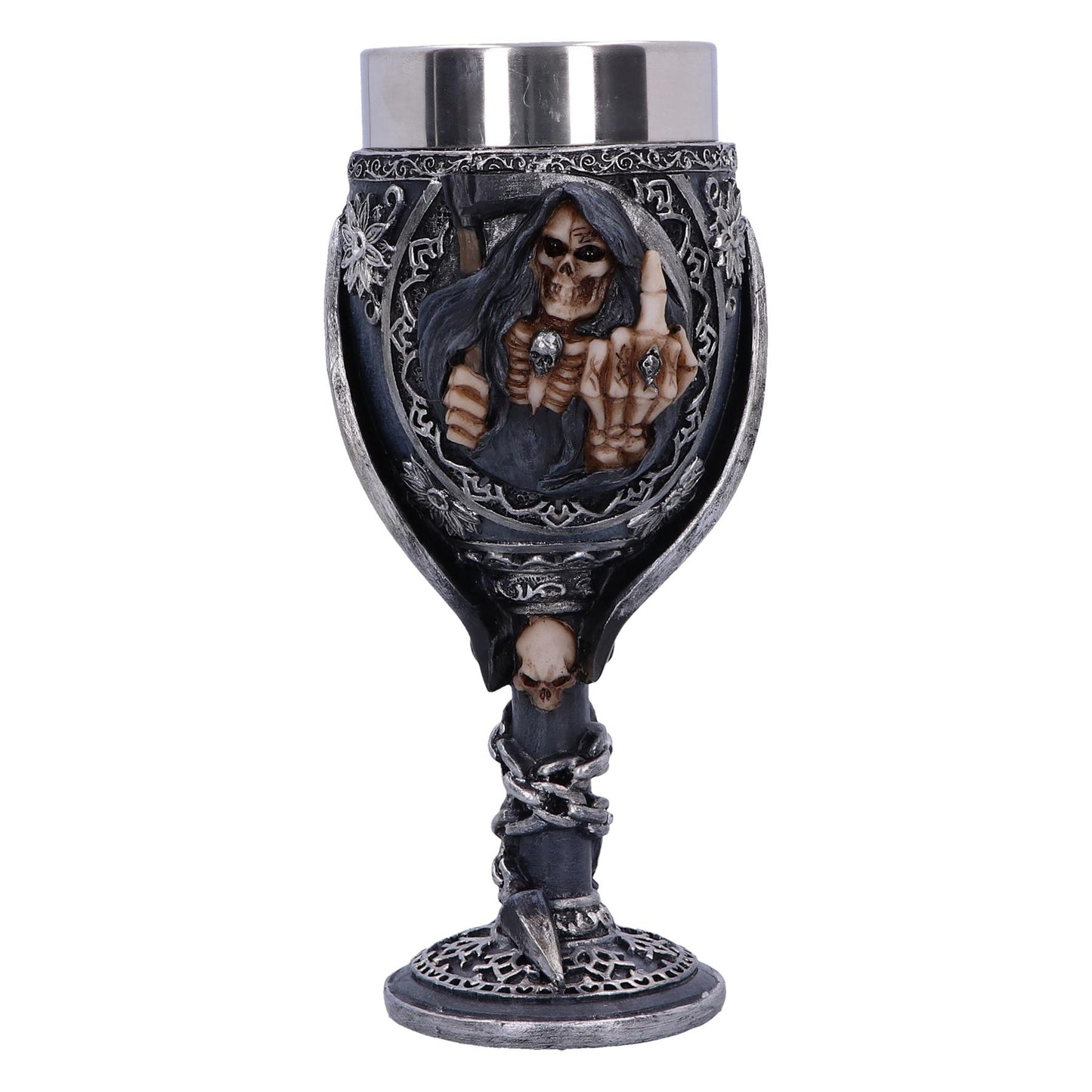 Reaper Skeleton Goblet Gothic Chalice with Stainless Steel Insert Skull Horror