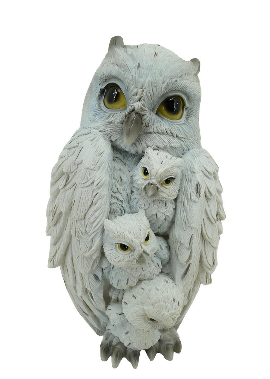 Whimsical Owl and Babies Figurine Woodland Wiccan Alter Statue Animal Lovers
