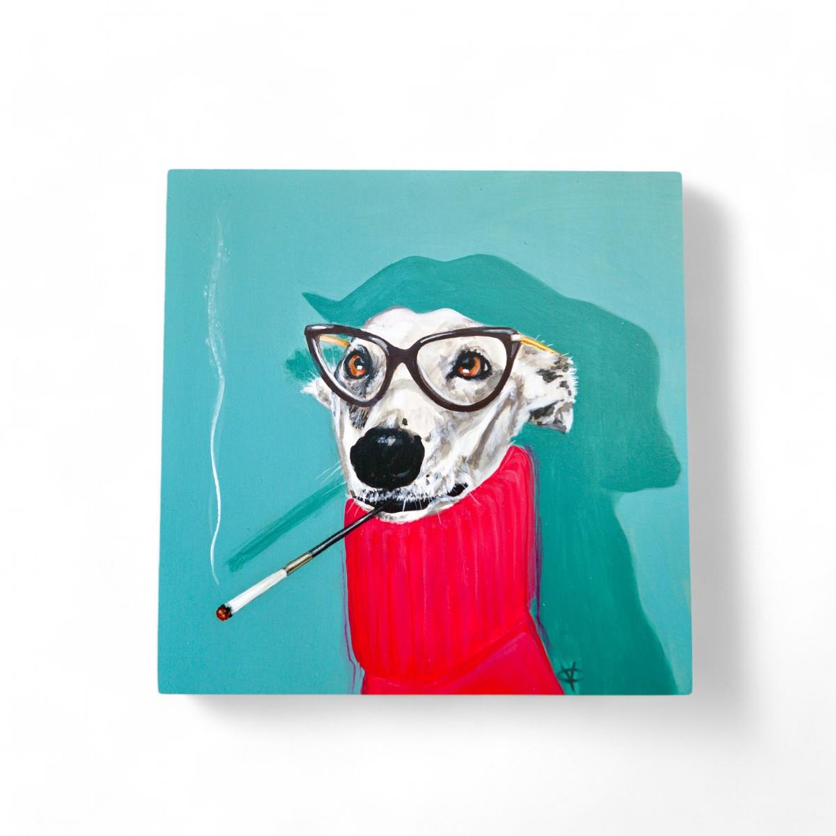 Delores Whippet Dog Ceramic Art Tile 20x20cm by Victoria Coleman - Quirky Wall Decor, Ready to Hang, Unique Dog Lover Gift, Handmade Ceramic Tile Art"-Osiris Craftworks