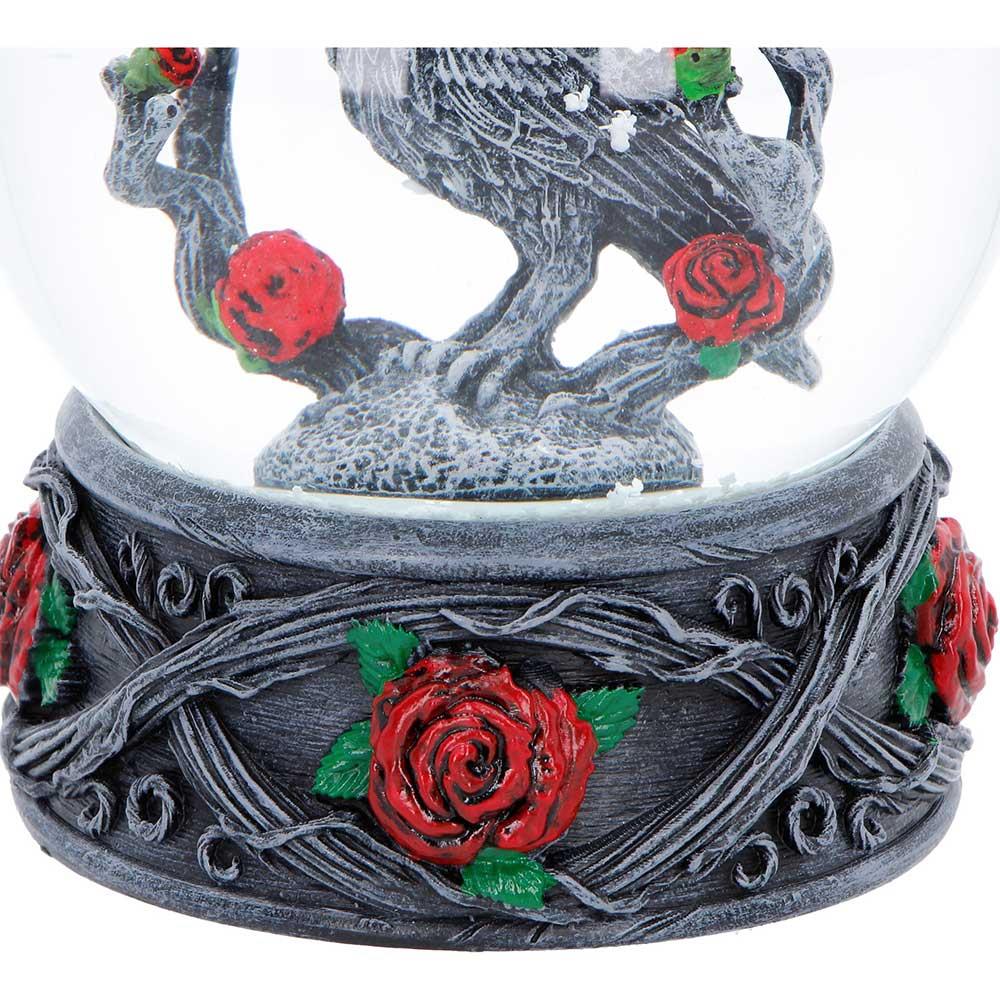 Dark Romance Raven Snow Globe Gothic Rose Ornament Alternative Decor