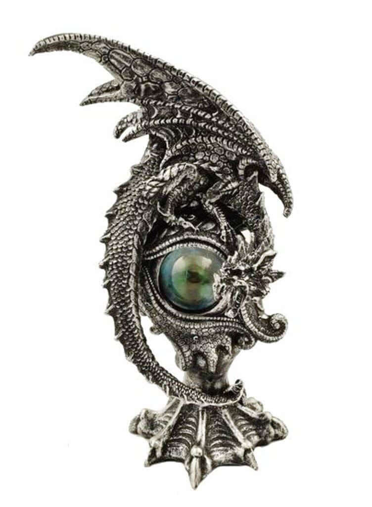 Dragon Figurine with Mystical Orb | Resin Fantasy Sculpture | Intricate Design