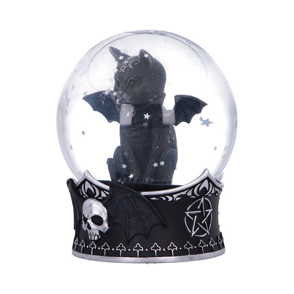 Gothic Malpuss Snow Globe Cult Cuties Winged Cat Figurine Witchy Occult Decor