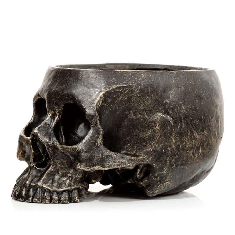 Gothic Skull Garden Planter Resin Plant Pot Dark Fantasy Lawn Patio Decor 19.5cm