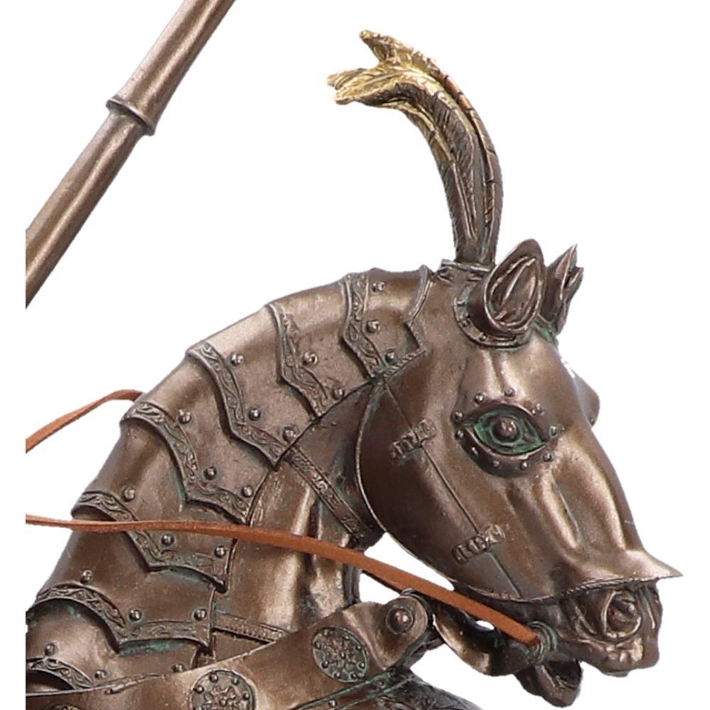 Medieval Knight on Horse Figurine Armoured Cavalry Statue Bronze Effect 45.9cm