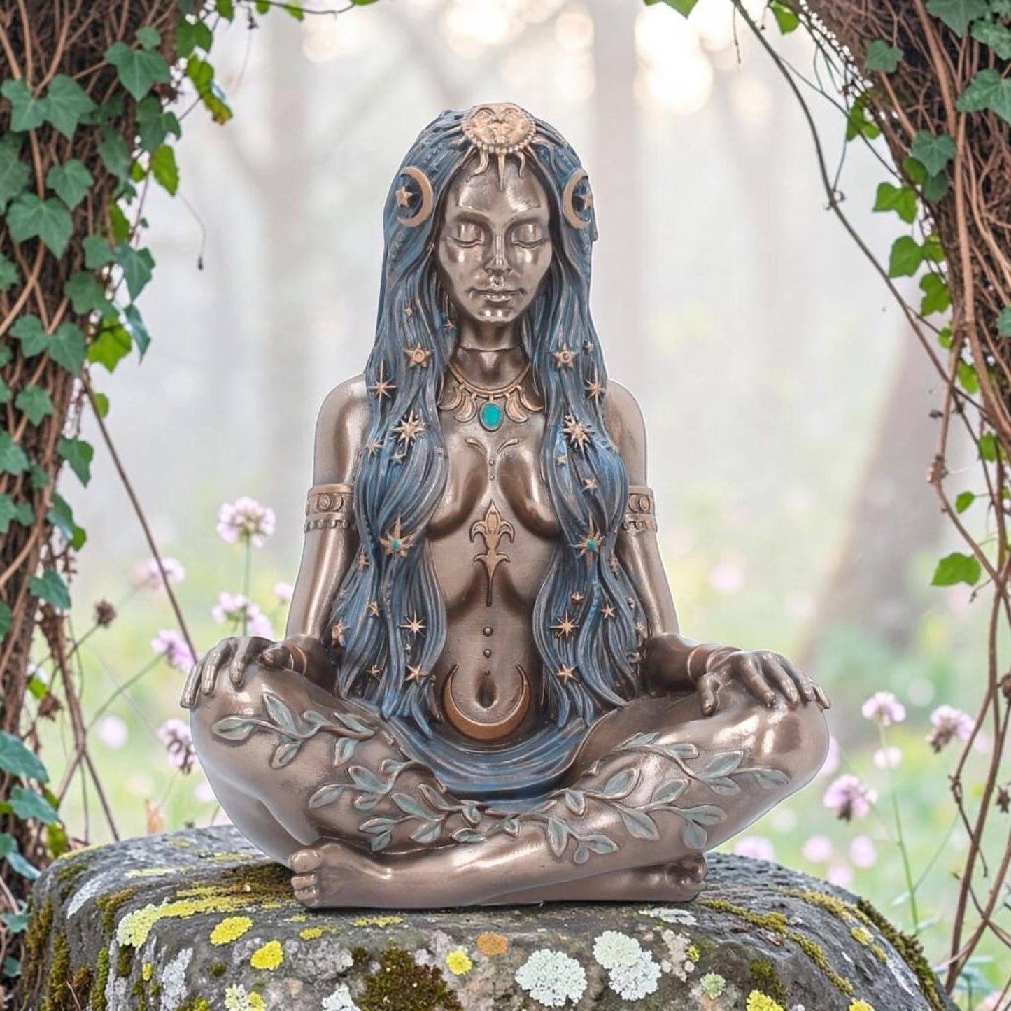 Celestial Goddess Statue Figurine Ornament Sculpture Moon Stars Pagan Wiccan