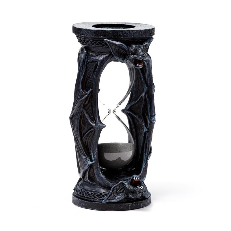 Gothic Vampire Bats Sand Timer Hourglass Fantasy Altar Decor Resin Ornament 19cm