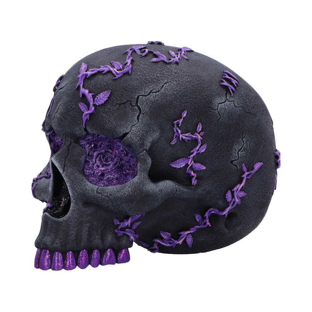 Fantasy Roses Skull Purple Gothic Geode Figurine Crystal Horror Ornament Decor