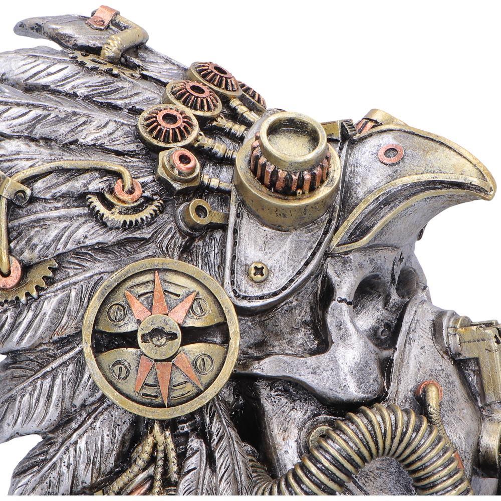 Steampunk Indian Skull Ornament Mechanical Feather Headdress Gothic Decor