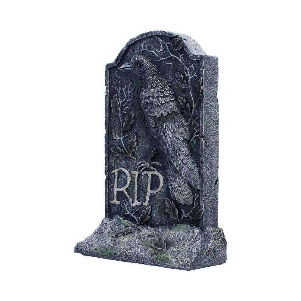 Gothic Raven Gravestone Ornament  RIP Tombstone Crow Statue Halloween Decor
