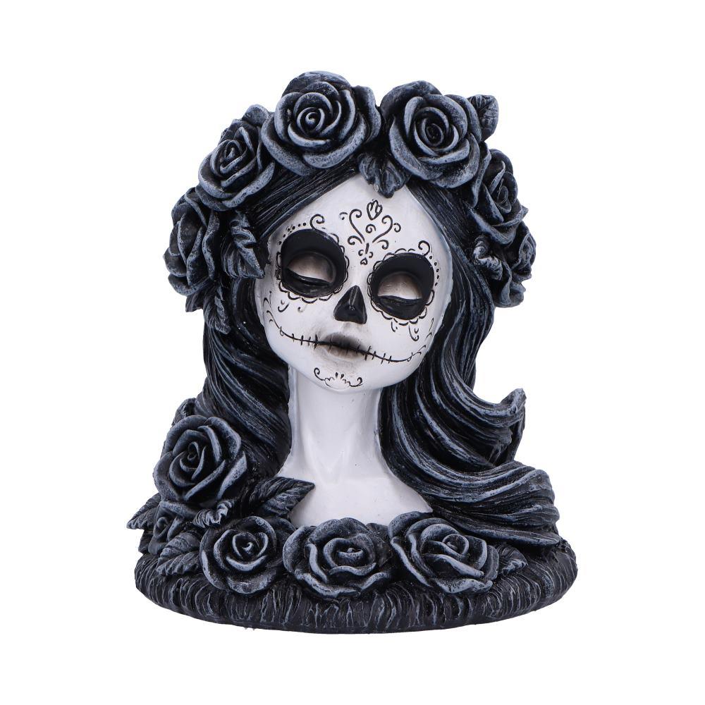 Gothic Day of the Dead Skull Tea Light Holder Flor de Muerte Day of the Dead Bust