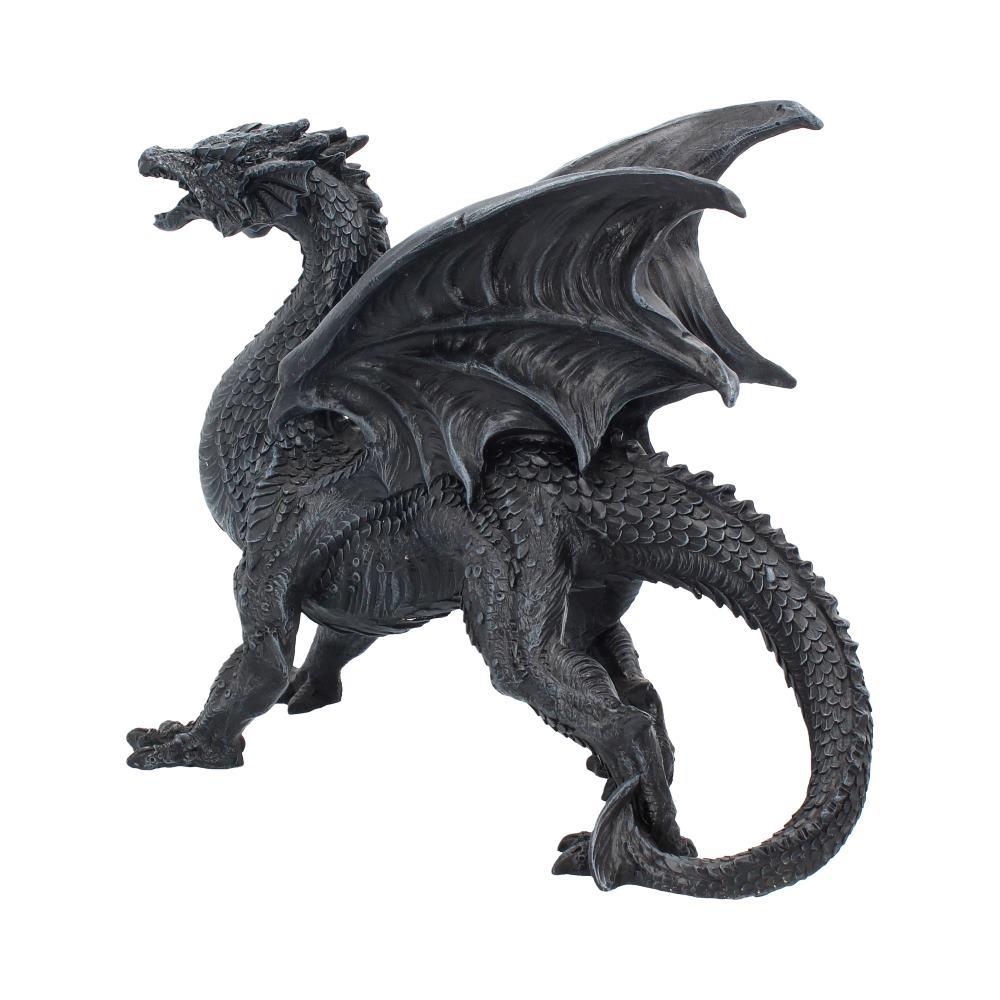 Dragon Watcher Obsidian Statue Dark Fantasy Decor Gothic Collectible Figurine Art