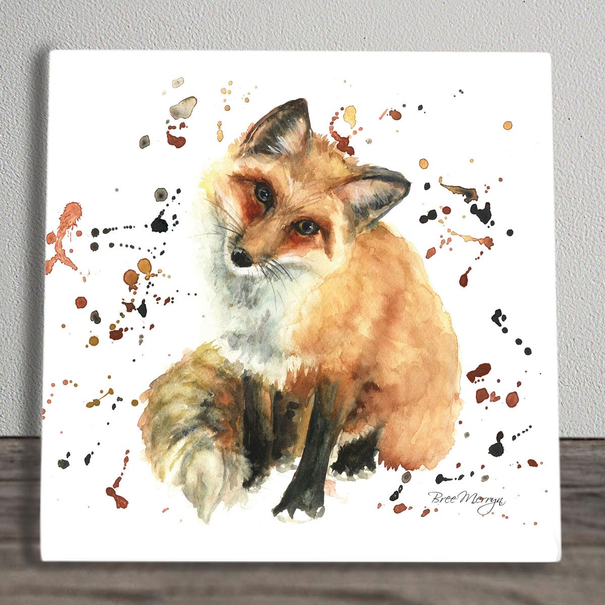 FREDDIE Fox Ceramic Art Tile by Bree Merryn 20x20 cm - Ready to Hang, Gift Boxed