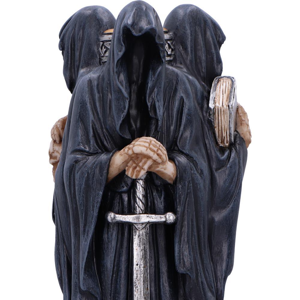 Dark Mystic Candle Holder Gothic Hooded Figures Ornament Fantasy Skull Sword