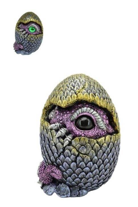 Enchanted Dragon Egg with LED Eye - Fantasy Decor - Resin Art Sculpture