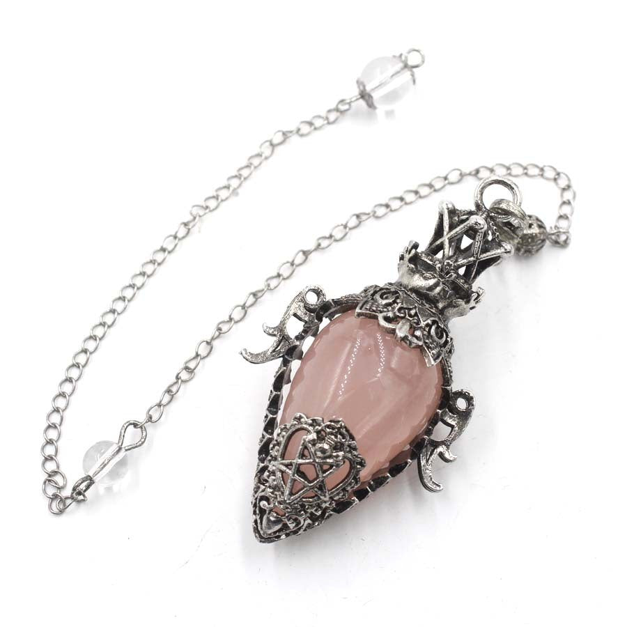 Ancient Silver Bottle Egg-shaped Crystal Pendulum Pendant Necklace