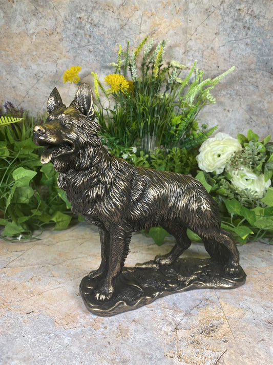 Exquisite German Shepherd Bronze Effect Dog Ornament Sculpture Collectible Gift-Osiris Craftworks