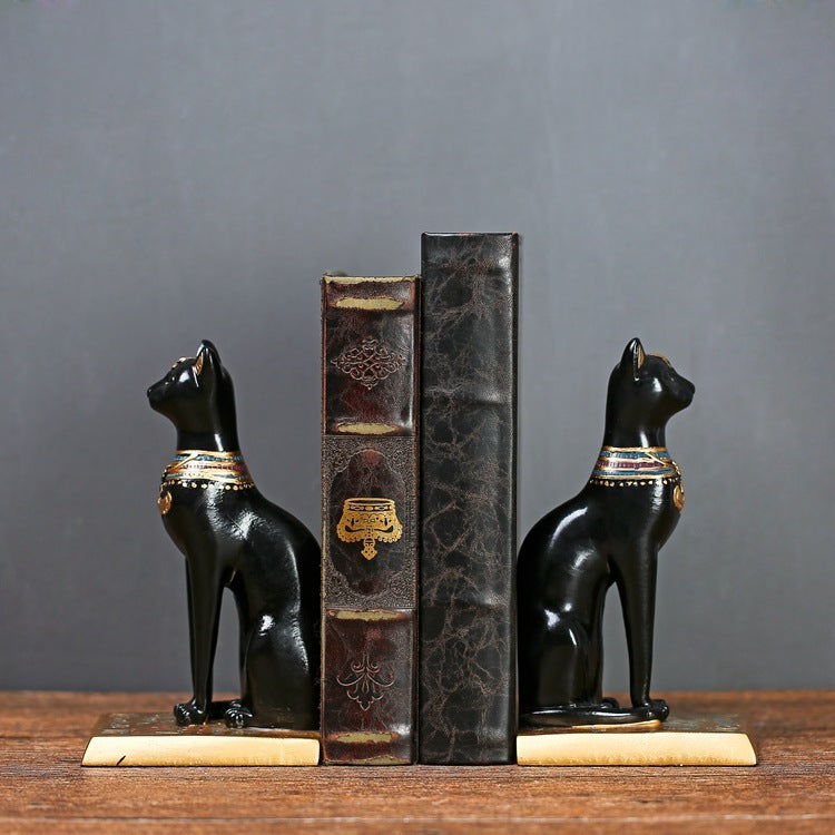 Egyptian Cat Resin Bookend Book By Vintage Decoration