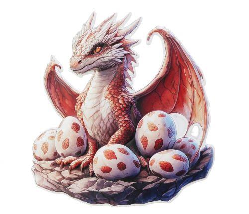 Fantasy Dragon Wall Art | 3D Embossed Metal Hatchling & Eggs Plaque | Mythical Decor