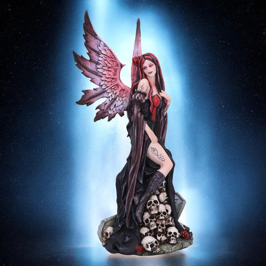 Dark Fantasy Gothic Fairy Figurine by Nemesis Now - 39cm, Red & Black with Skulls