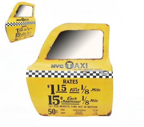 Retro NYC Taxi Door Wall Mirror Metal Frame Vintage Cab Design Home Bar Decor 46.5cm
