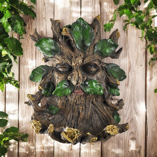 Outdoor Green Man Tree Face Bird Feeder -  Resin Woodland Decor - Unique Garden Ornament