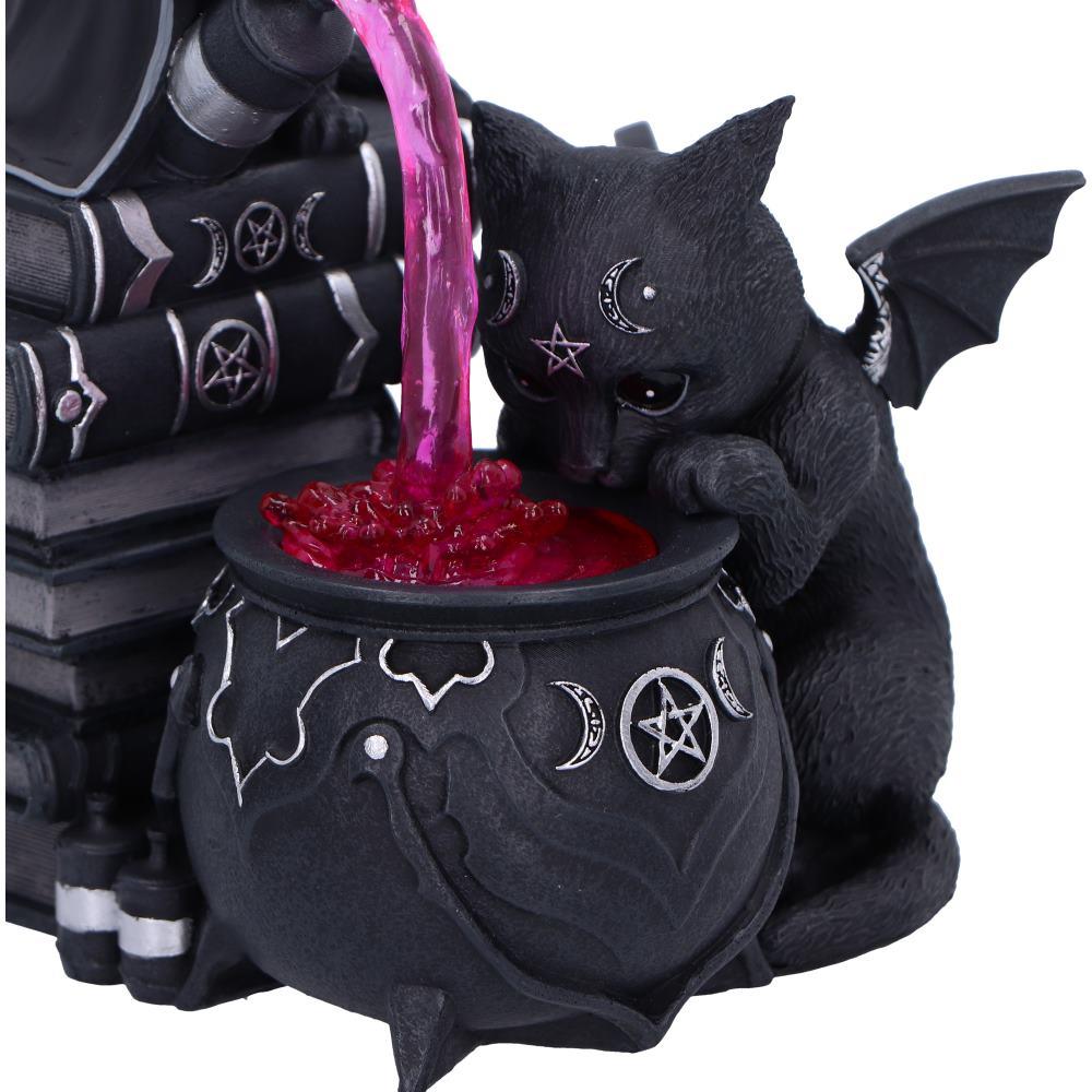 Gothic Curious Cauldron Figurine Cult Cuties Cats Brewing Magic Occult Ornament