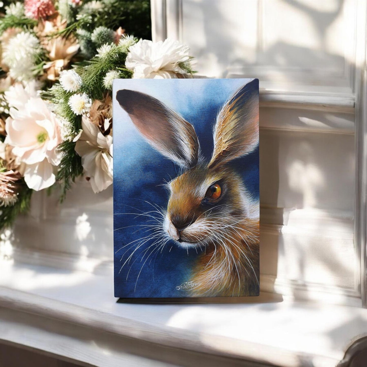 HARE Ceramic Art Tile by D. Finney – 30x20 cm, Ready to Hang, Beautiful Gift