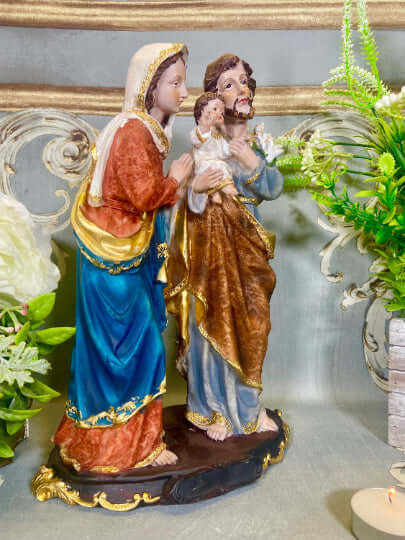 Exquisite Holy Family Sculpture: Revered Virgin Mary, Joseph and Jesus Statue for Spiritual Home-Osiris Craftworks