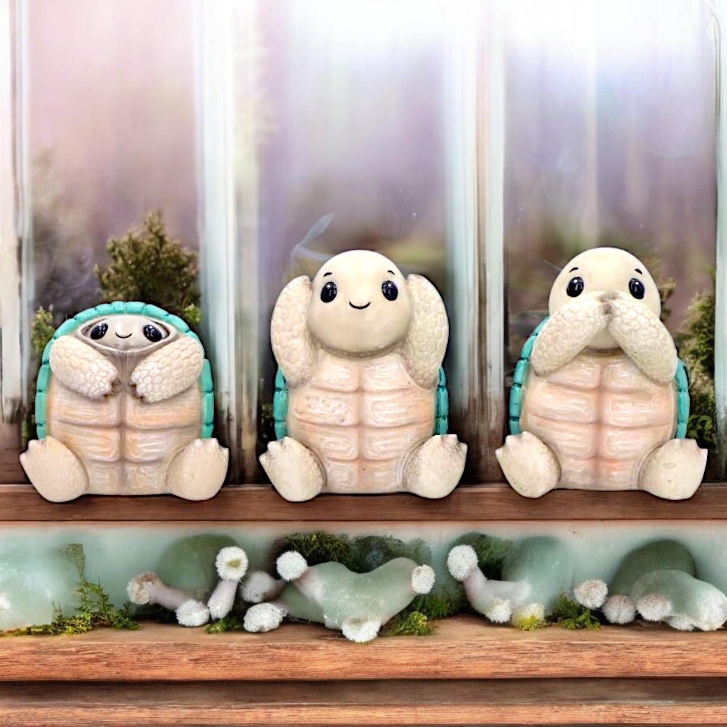 Cute Adorable Tortoise Statue Set Figurines See No Hear No Speak No Evil