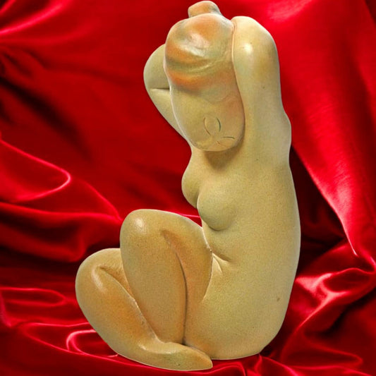 Modigliani-Inspired Caryatid Seated Abstract Woman - 15cm Cold Cast Resin Figurine