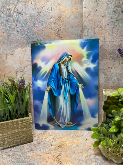 3D Holographic Poster - Our Lady of the Miraculous Virgin Mary - Lenticular Religious Wall Art - 35 x 25 cm-Osiris Craftworks