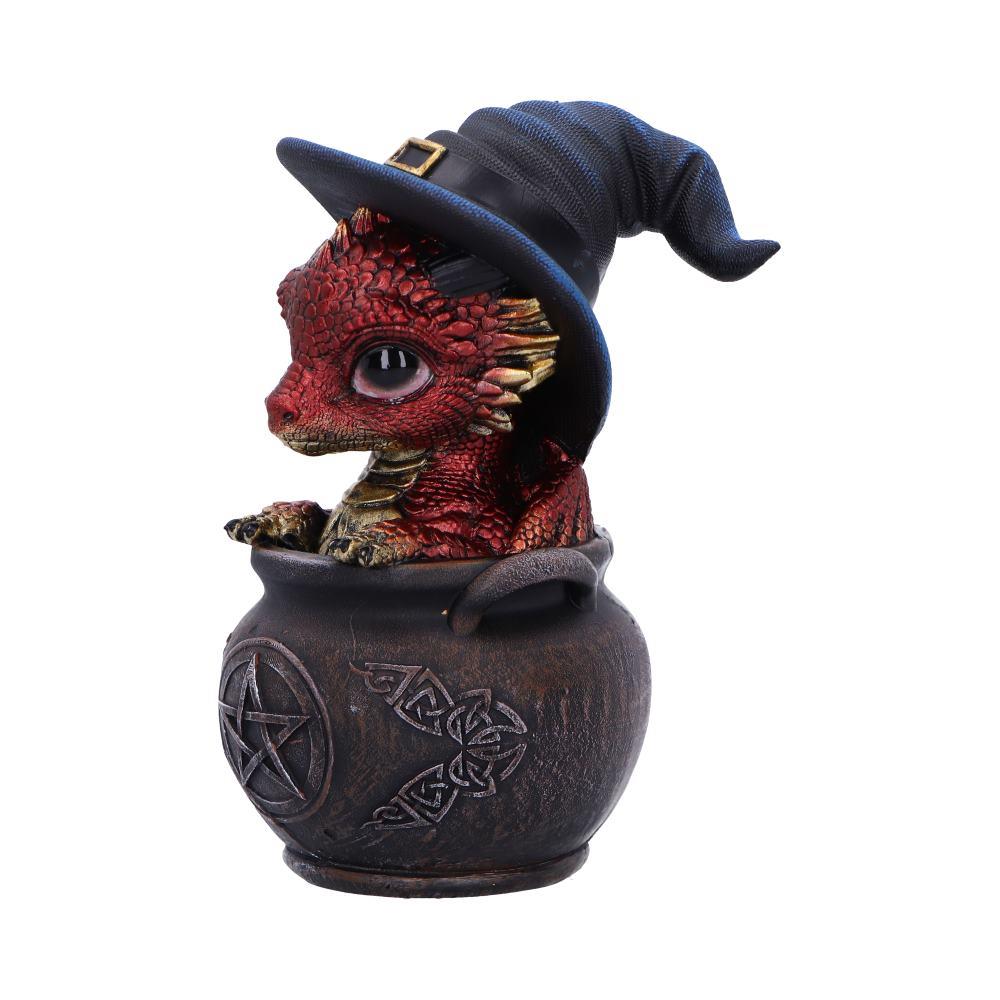 Red Dragon in Cauldron Figurine Gothic Witchcraft Fantasy Magical Creature Gift