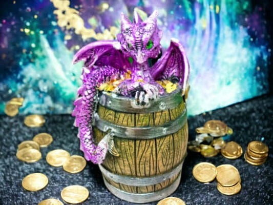 Purple Dragon Money Box, Whimsical Piggy Bank, Fantasy Dragon Ornament, Unique Savings Keeper, Magical Creature Decor, Home Fantasy Accent