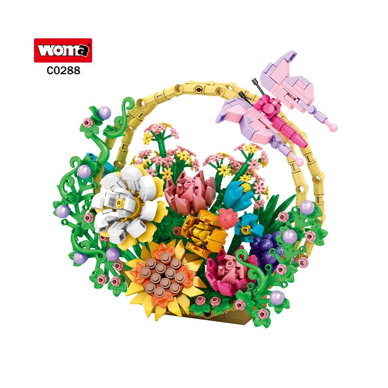 3D Flower Basket 635pc Construction Puzzle Floral Bouquet Botanical Display Gift
