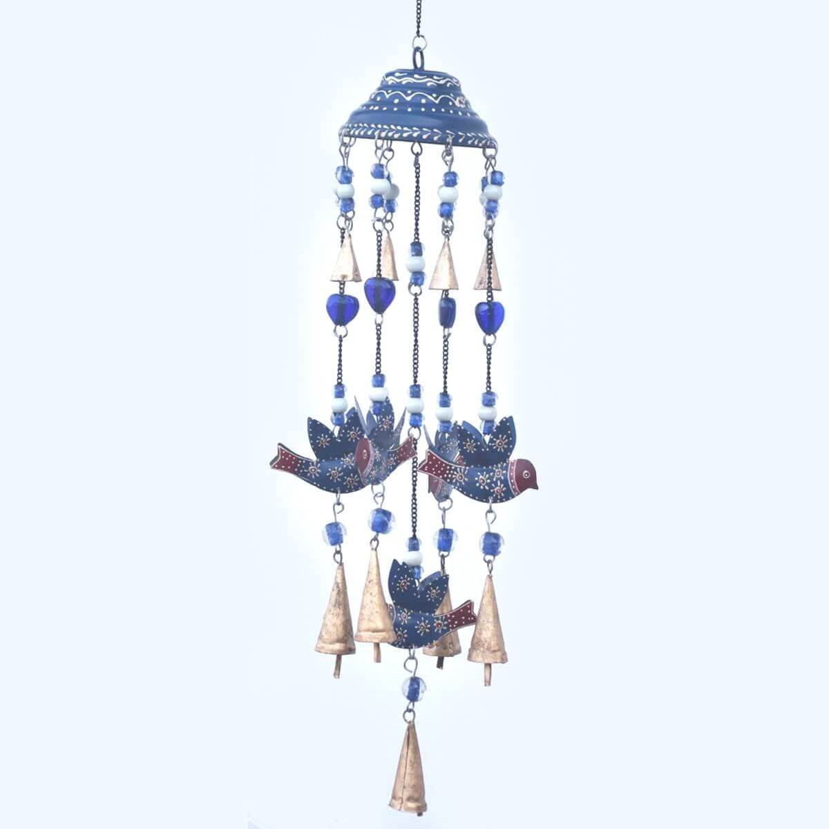 Bohemian Blue Birds and Bells Wind Chime, Enchanting Garden Melody Maker, Peaceful Patio Harmonizer, Unique Hanging Art, Home Serenity-Osiris Craftworks