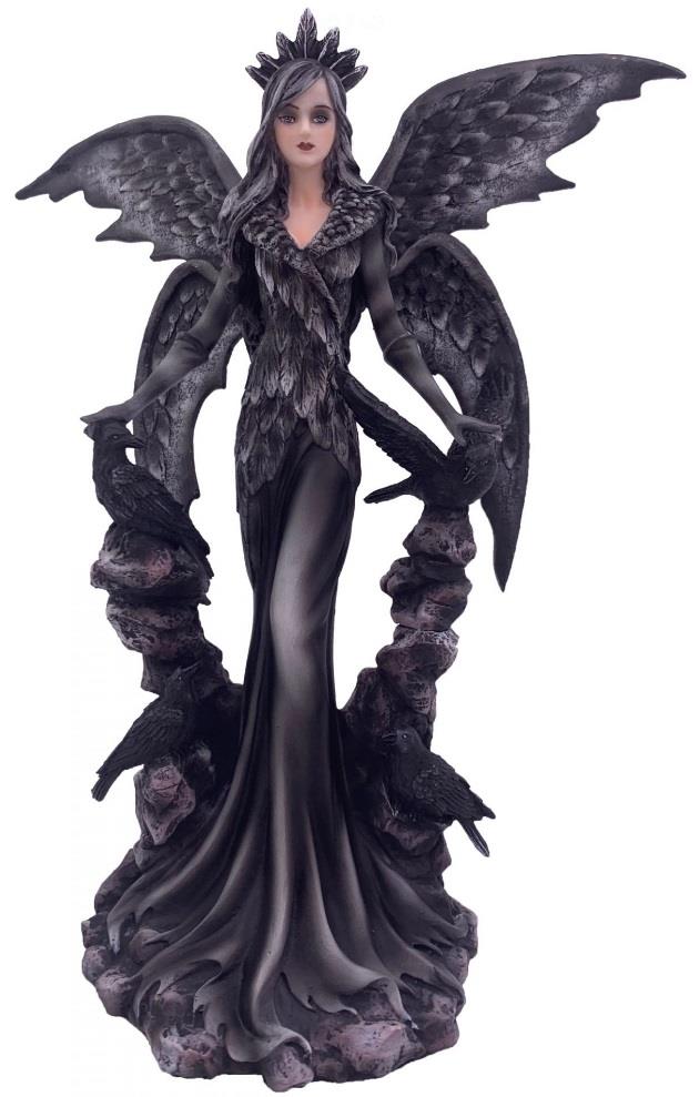 Stunning Dark Fallen Angel Statue - Exquisite Resin Craftsmanship 23cm Tall