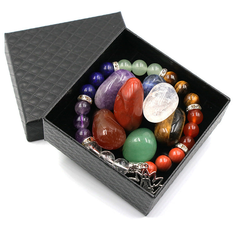 Natural Crystal Set Colorful Gravel Resin Moon