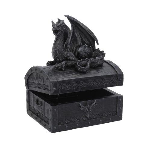 Gothic Dragon Treasure Box - 14.5cm Resin Trinket Holder Fantasy Decor