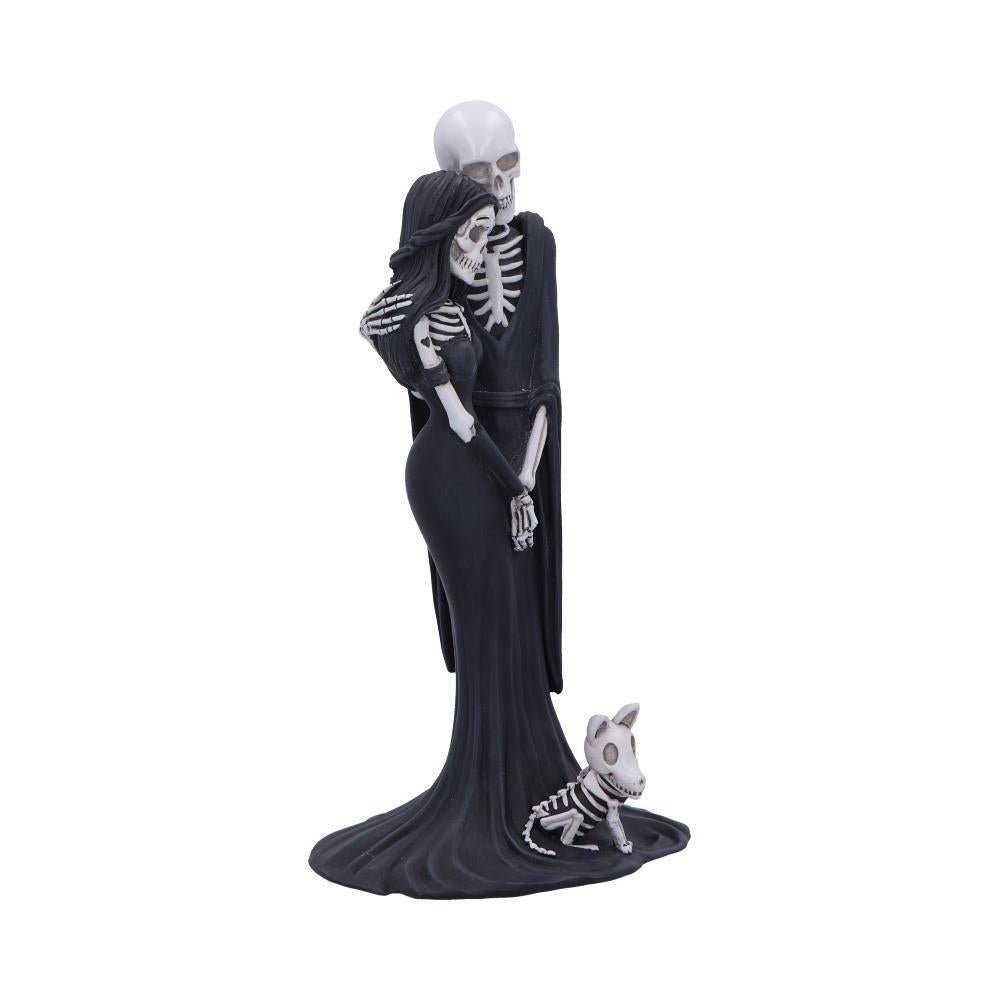 Gothic Skeleton Embrace Figurine Couple & Dog Everlasting Macabre Fantasy Art