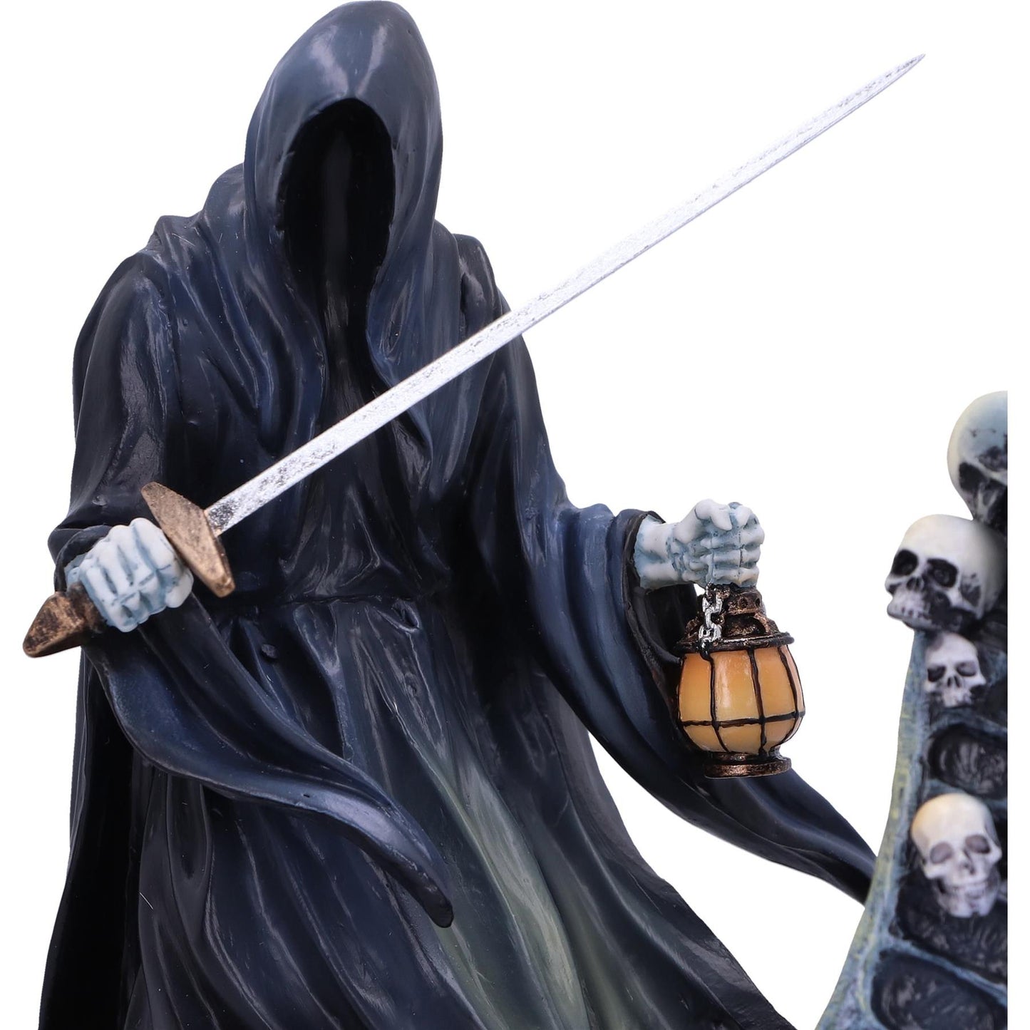Gothic Ferryman Grim Reaper Figurine | Dark Fantasy Skeleton Boat Ornament | Horror Decor