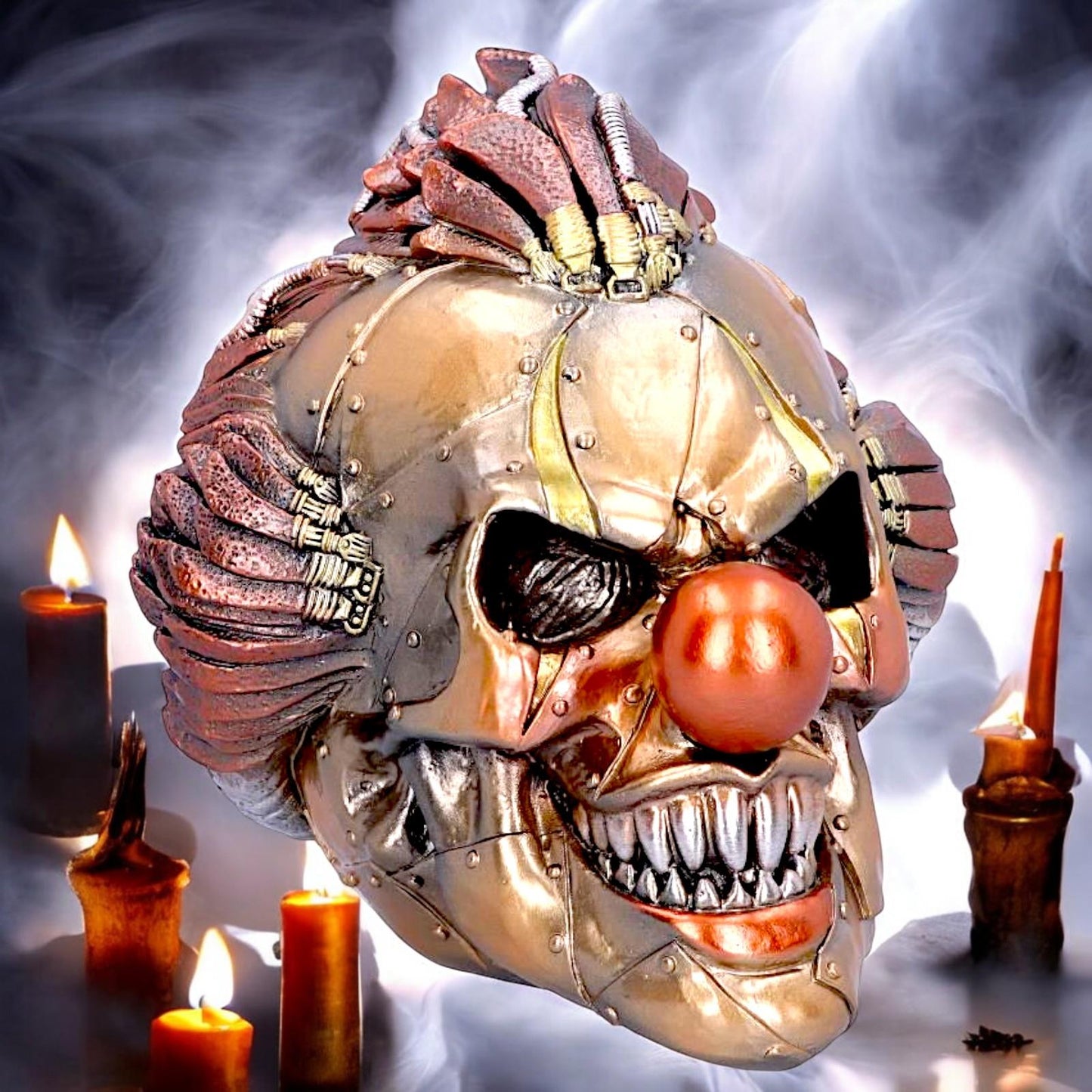 Horror Steampunk Clown Skull Ornament Gothic Halloween Decor Collectible Statue