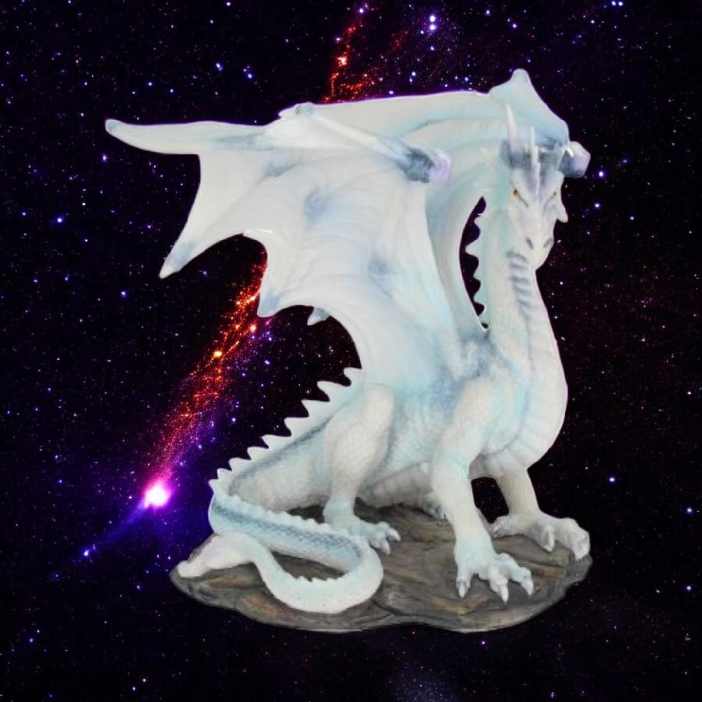 White Snow Dragon Sculpture – Mythical Creature Gothic Gift Decor