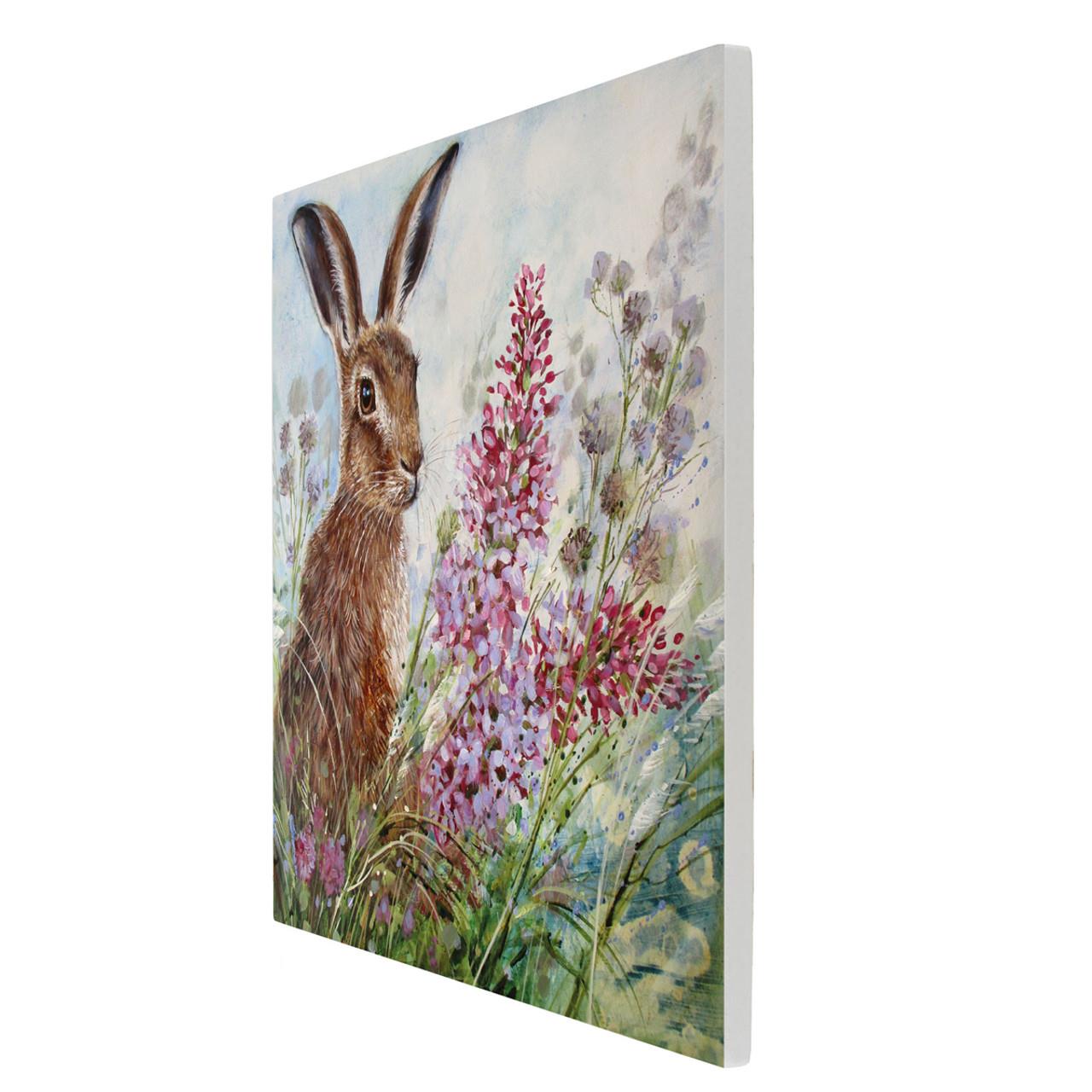 Judith Yates Lilac Hare Ceramic Art Tile 20x20cm Wall Hanging Home Decor Gift-Osiris Craftworks