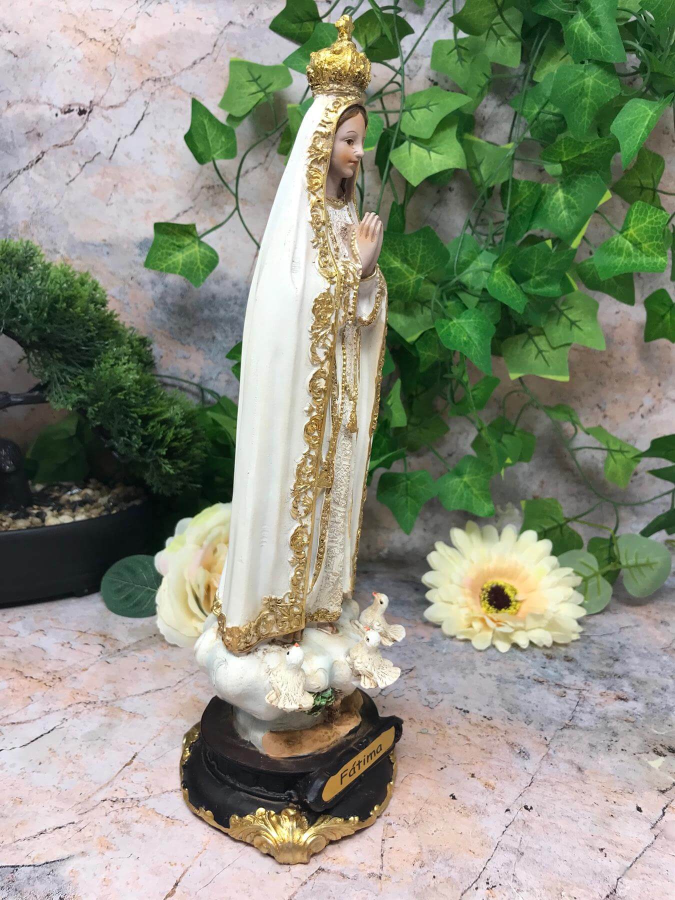 Blessed Virgin Mary Our Lady of Fatima Statue Ornament Figurine Coloured Sculpture Figure