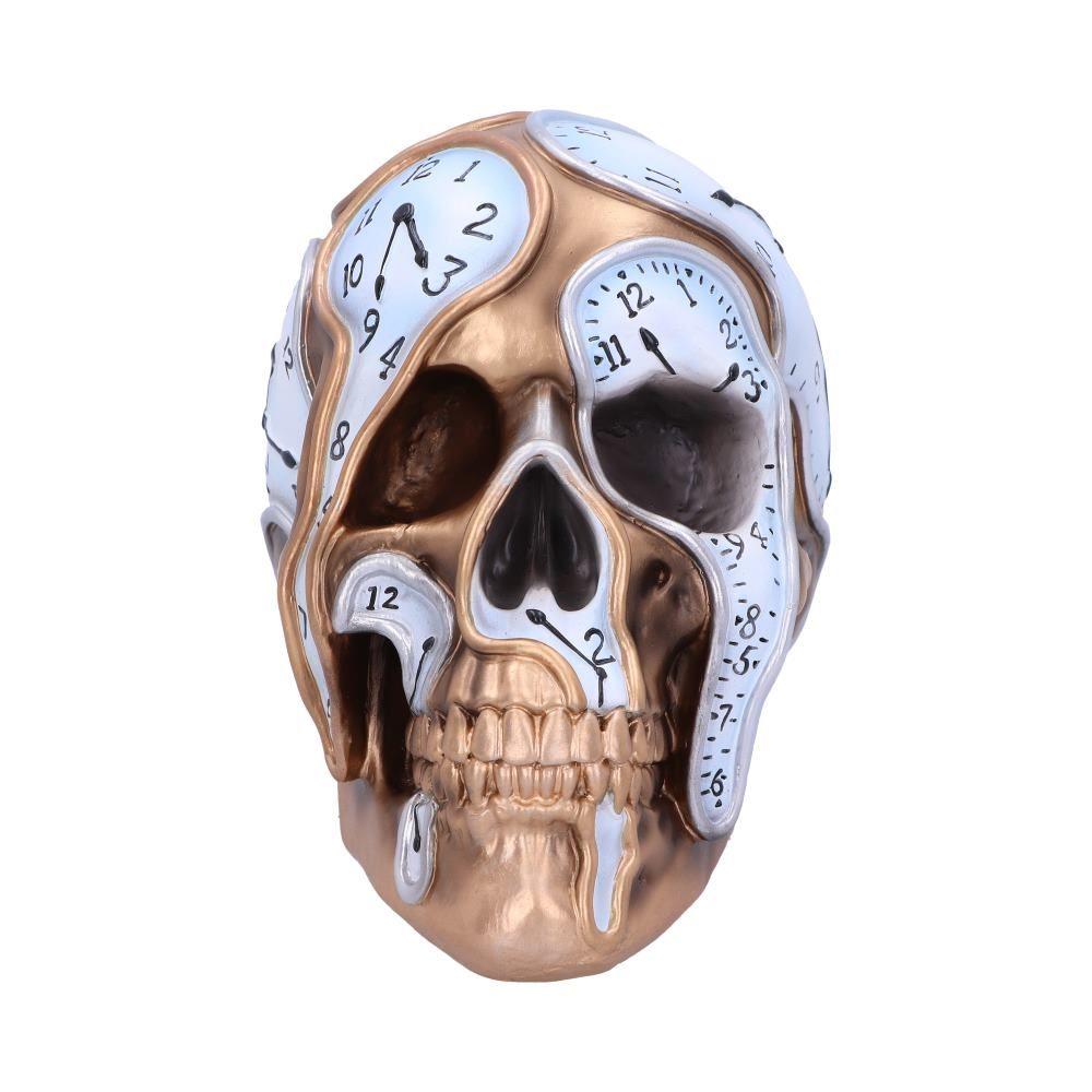 Time Goes By Gothic Clock Skull Ornament 17.5cm  Unique Resin Art Figurine Decor