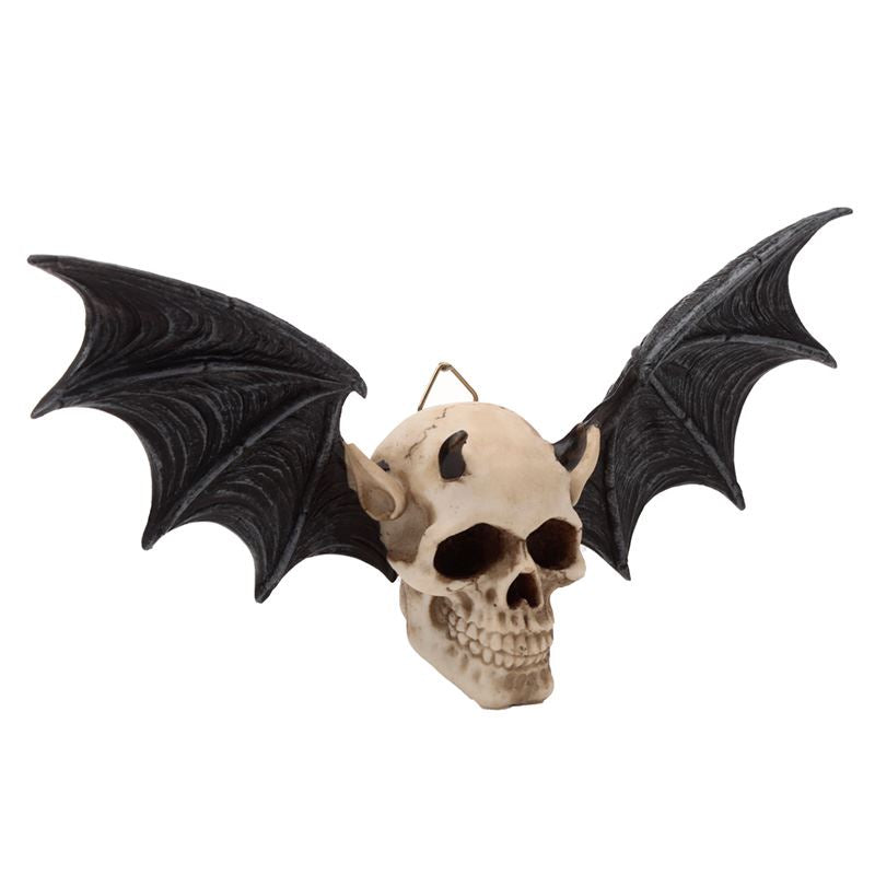 Gothic Devil Bat Skull Wall Plaque Occult Altar Witchcraft Halloween Decoration 27 cm